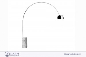 Achille Castiglioni: Lampada da terra Floor Lamp Arco Led Flos Base di marmo bianco di Carrara. Stelo telescopico in acciaio inossidabile satinato ZUCCHI arredamenti 01