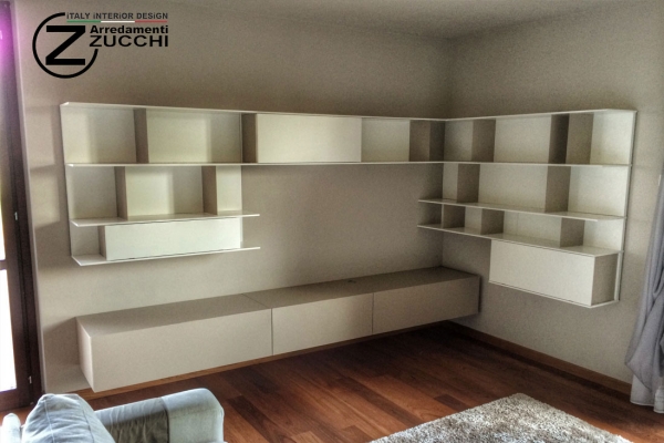 Progettazione e realizzazione Zona Living con Sistema TV/Libreria 2 Zucchi Arredamenti